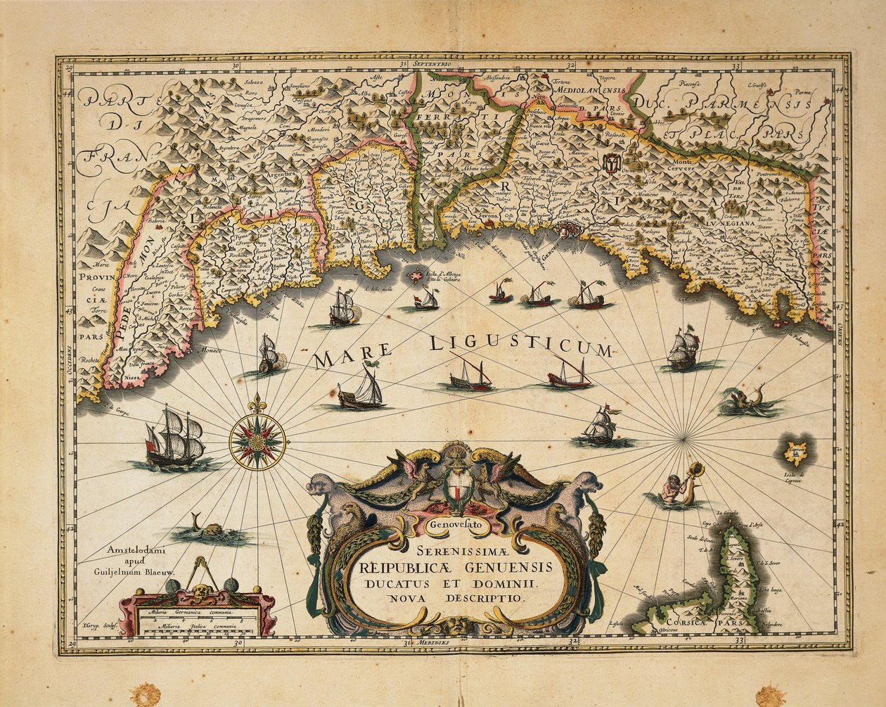 Mappa del Ducato di Monferrato, incisione da Regionum Italiae da Willem Blaeu