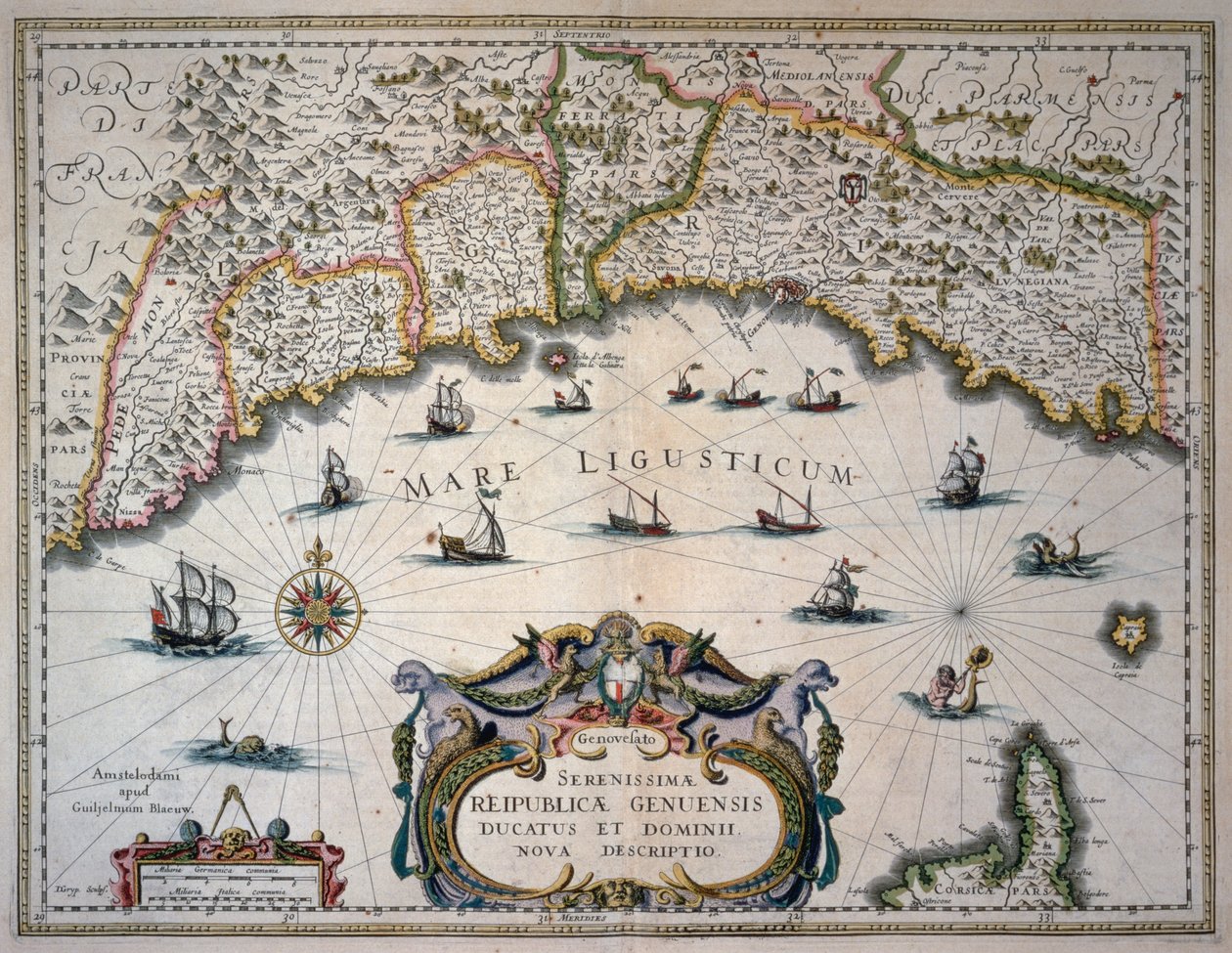 Mappa della Repubblica di Genova, Italia da Willem Blaeu