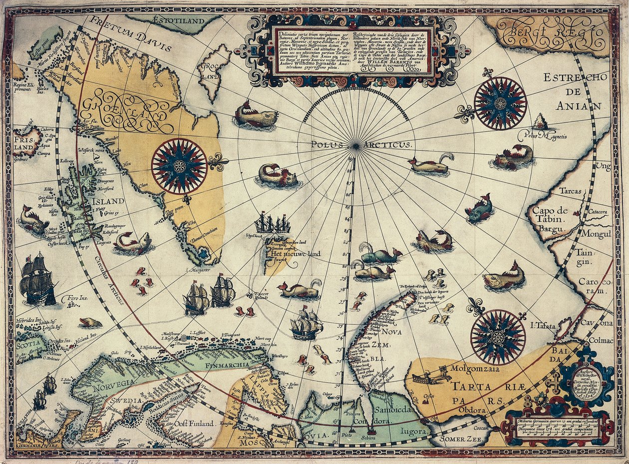 Mappa delle regioni polari, del cartografo olandese Willem Janszoon Blaeu (1571-1638) da Willem Blaeu
