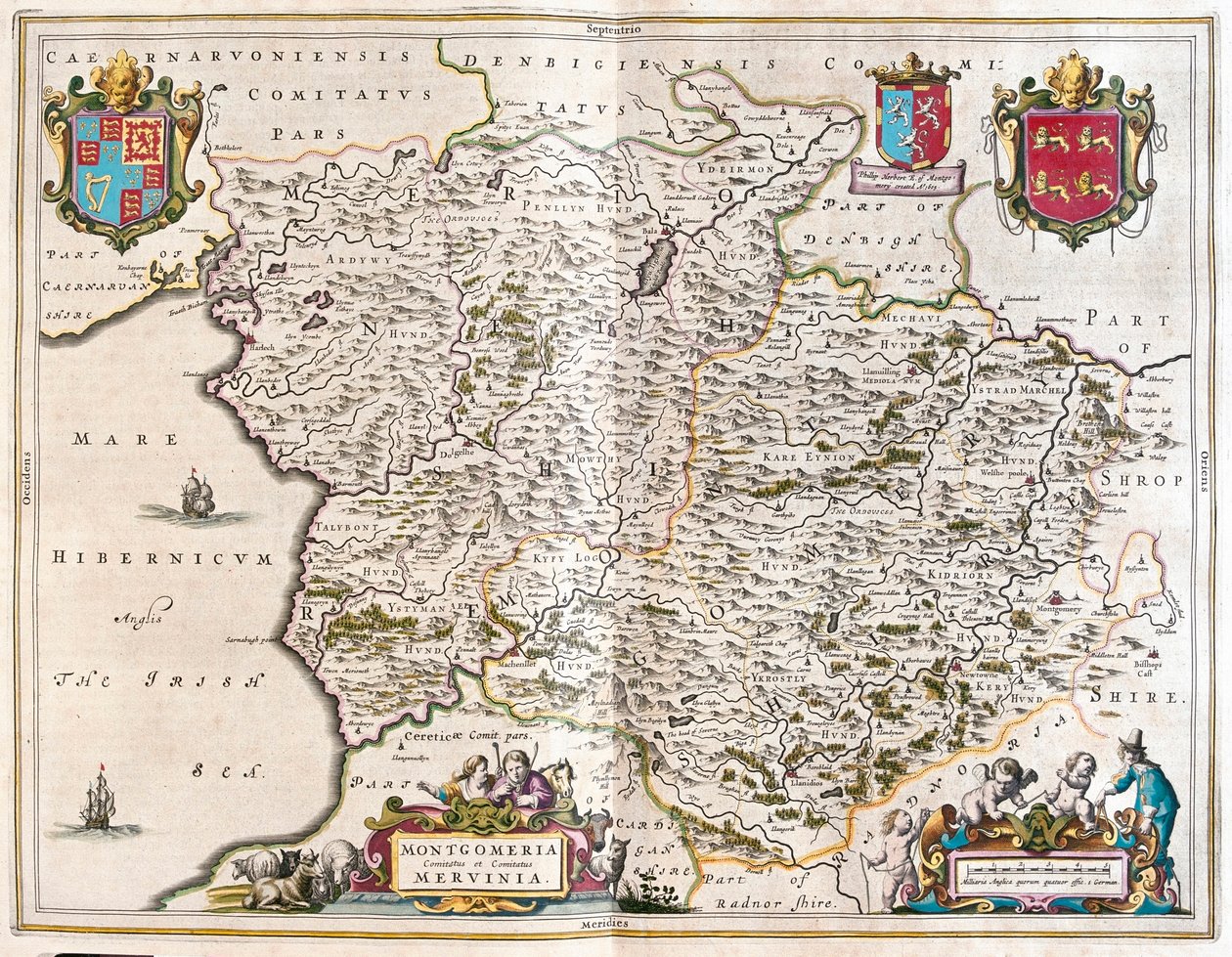 Montgomery e merioneth, in "Theatrum Orbis Terrarum, sive Atlas Novus", di Willem Blaeu, Amsterdam. da Willem Blaeu