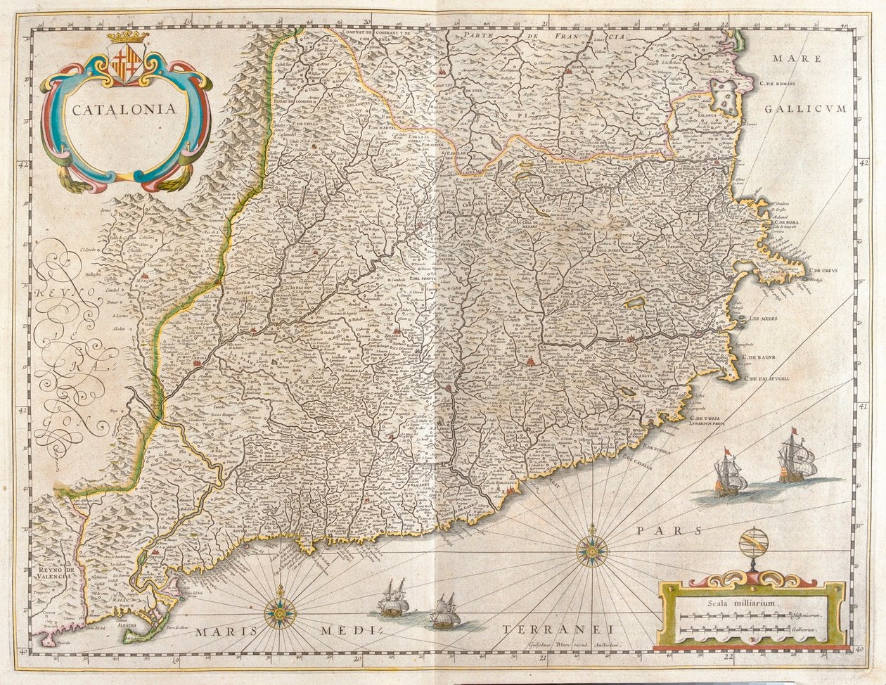 Provincia di Catalogna, Spagna, in "Theatrum Orbis Terrarum, sive Atlas Novus" di Willem Blaeu, Amsterdam da Willem Blaeu