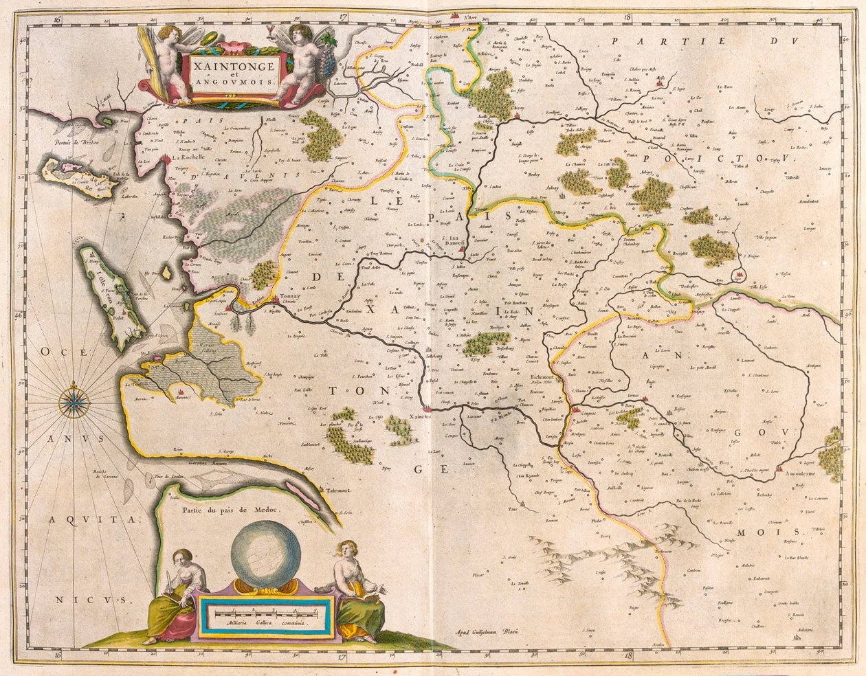 Saintonge e Angoumois, Charente-Maritime, in "Theatrum Orbis Terrarum, sive Atlas Novus" di Willem Blaeu, Amsterdam da Willem Blaeu