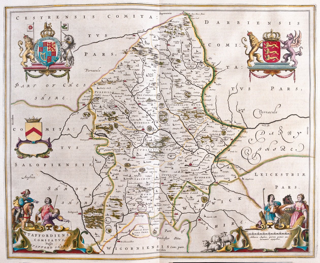 Staffordshire, n "Theatrum Orbis Terrarum, sive Atlas Novus" di Willem Blaeu, Amsterdam da Willem Blaeu