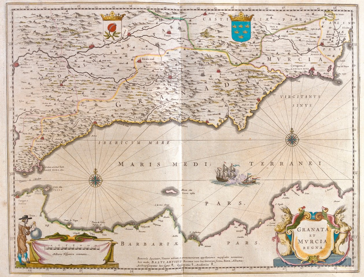 Stretto di Gibilterra ad Alicante fino alla valle del Guadalquivir e Siviglia e la costa del Nord Africa, in 