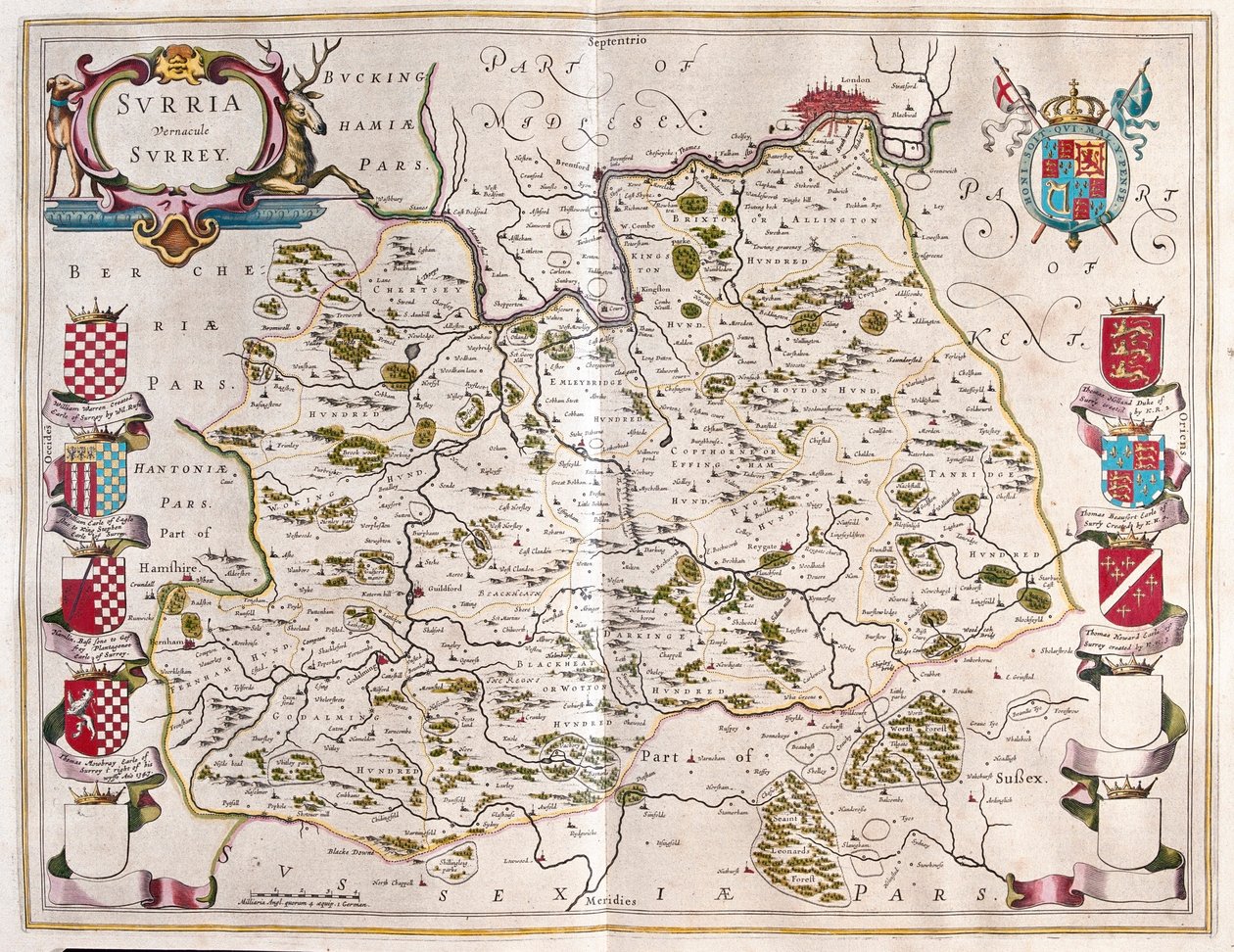 Surrey, in "Theatrum Orbis Terrarum, sive Atlas Novus" di Willem Blaeu, Amsterdam da Willem Blaeu