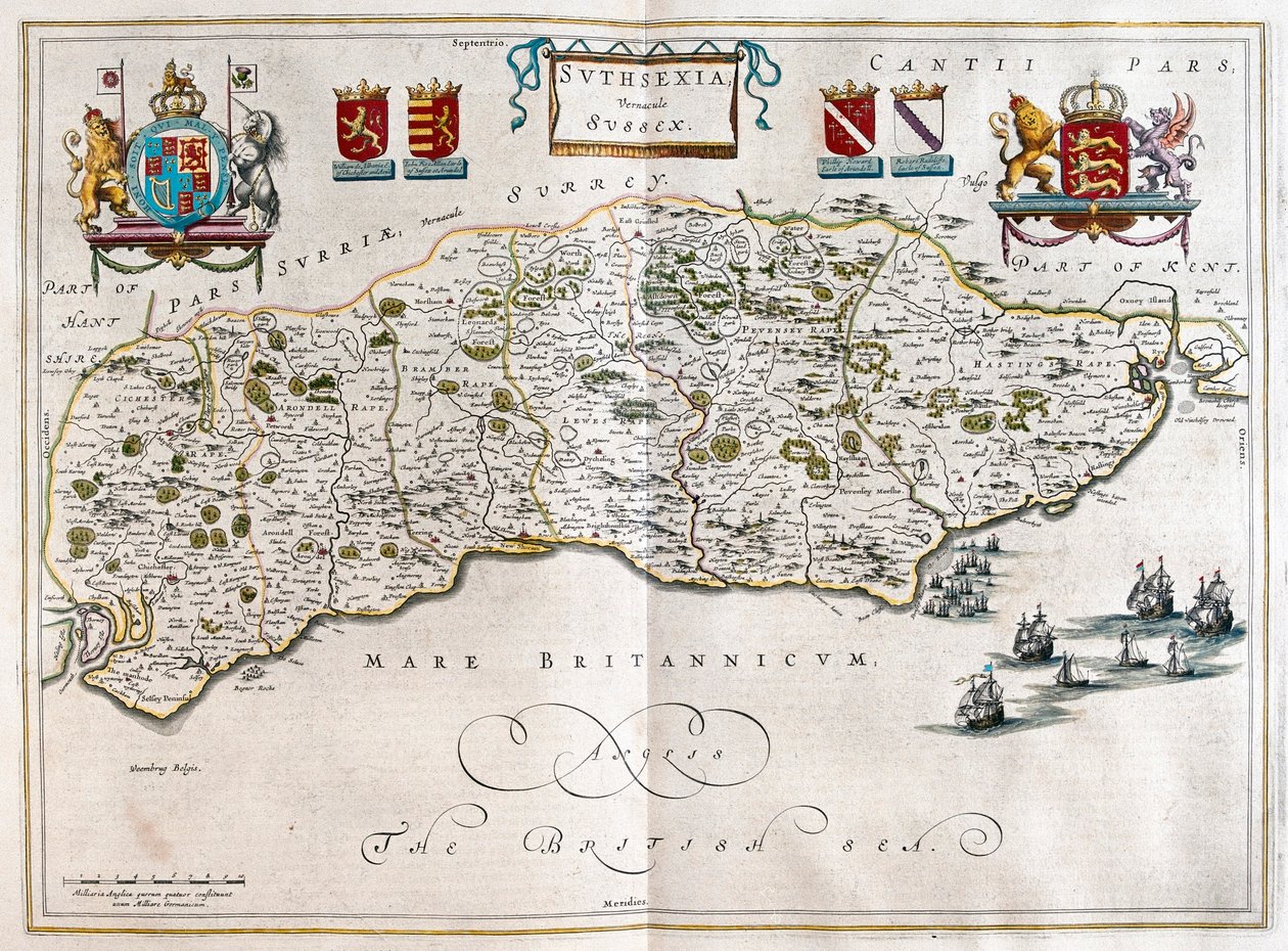 Sussex, in "Theatrum Orbis Terrarum, sive Atlas Novus" di Willem Blaeu, Amsterdam da Willem Blaeu