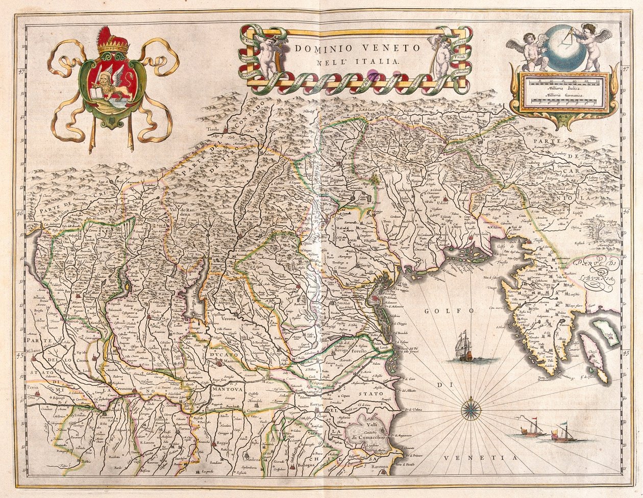 Terriorio del Veneto e Terviso, Italia, in "Theatrum Orbis Terrarum, sive Atlas Novus" di Willem Blaeu, Amsterdam da Willem Blaeu
