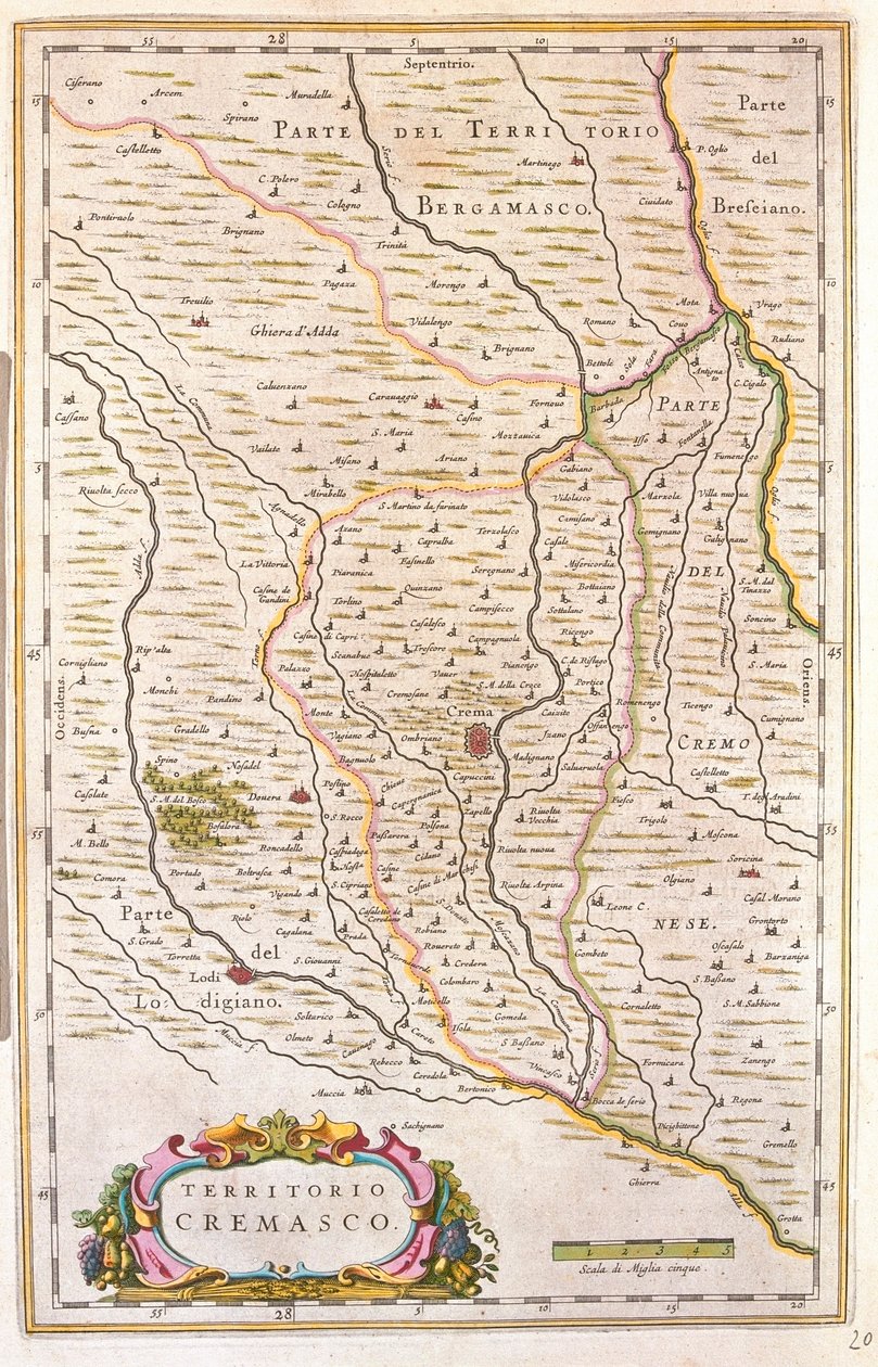 Territorio di Crema, Italia, in "Theatrum Orbis Terrarum, sive Atlas Novus" di Willem Blaeu, Amsterdam da Willem Blaeu