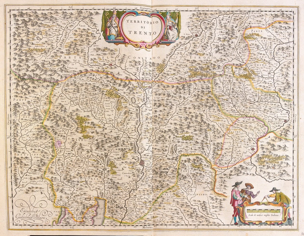 Trento, Italia, in "Theatrum Orbis Terrarum, sive Atlas Novus" di Willem Blaeu, Amsterdam da Willem Blaeu