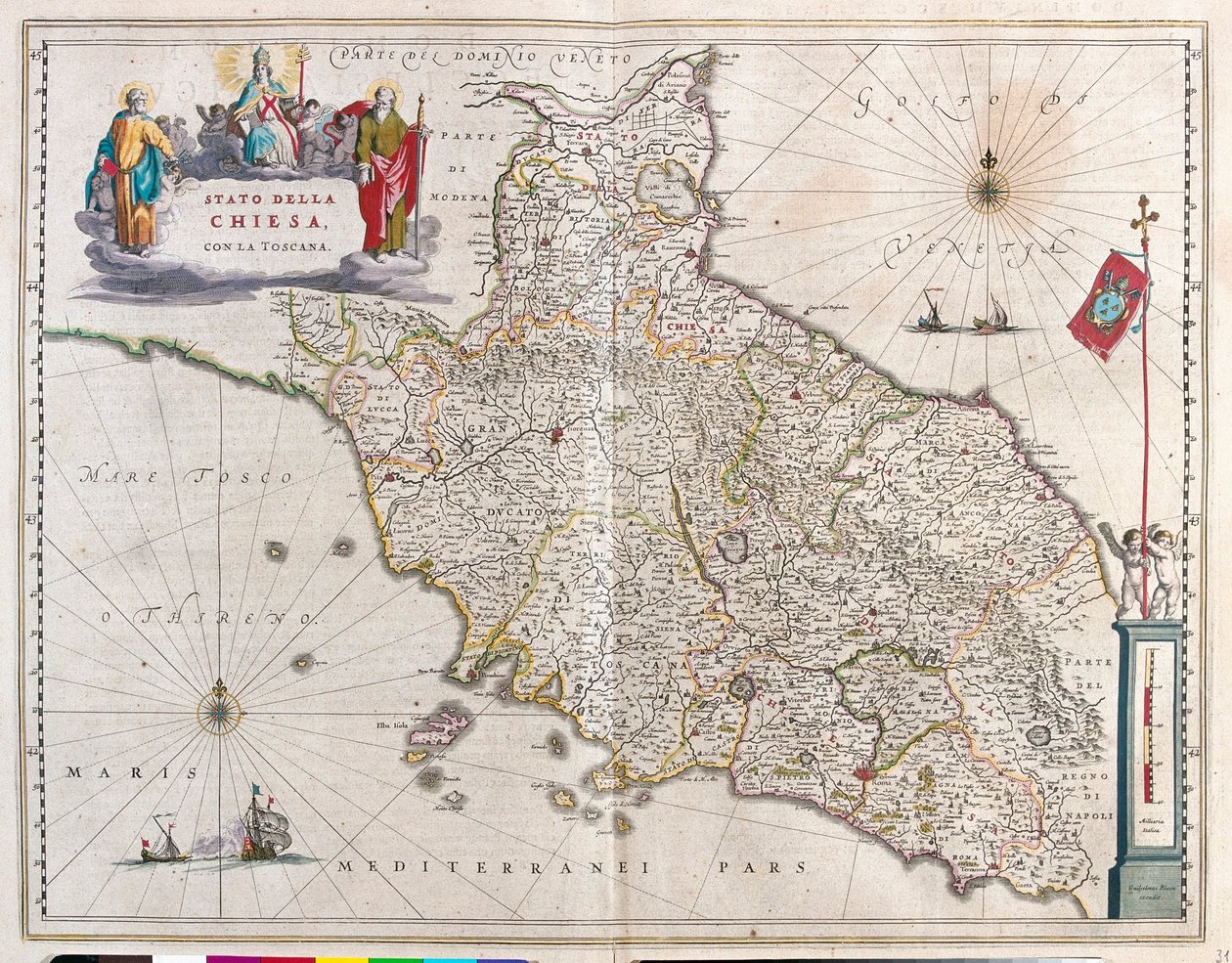 Toscana e Vaticano, Italia, in "Theatrum Orbis Terrarum, sive Atlas Novus" di Willem Blaeu, Amsterdam da Willem Blaeu