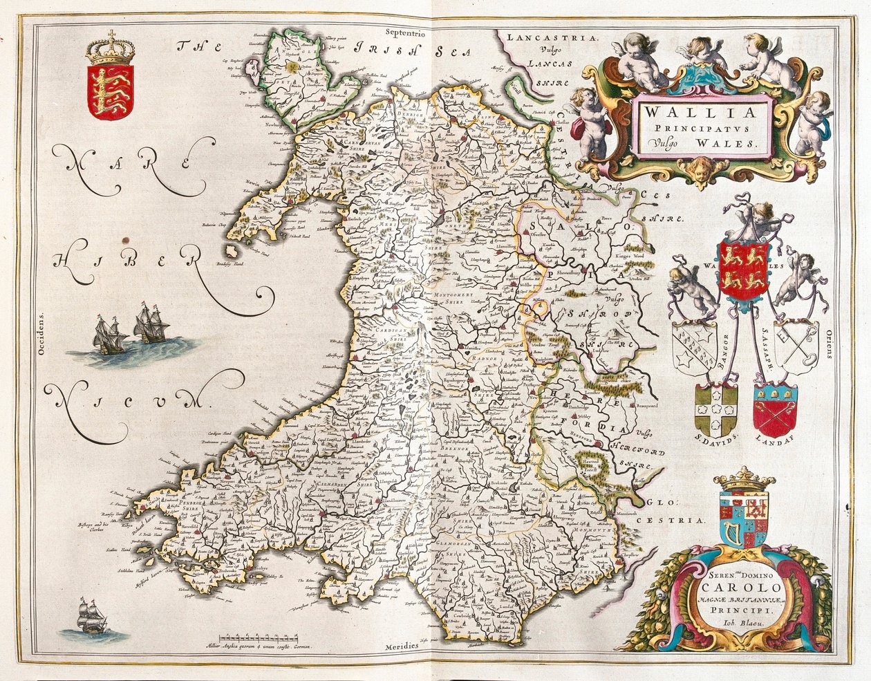 Galles, in "Theatrum Orbis Terrarum, sive Atlas Novus" di Willem Blaeu, Amsterdam da Willem Blaeu
