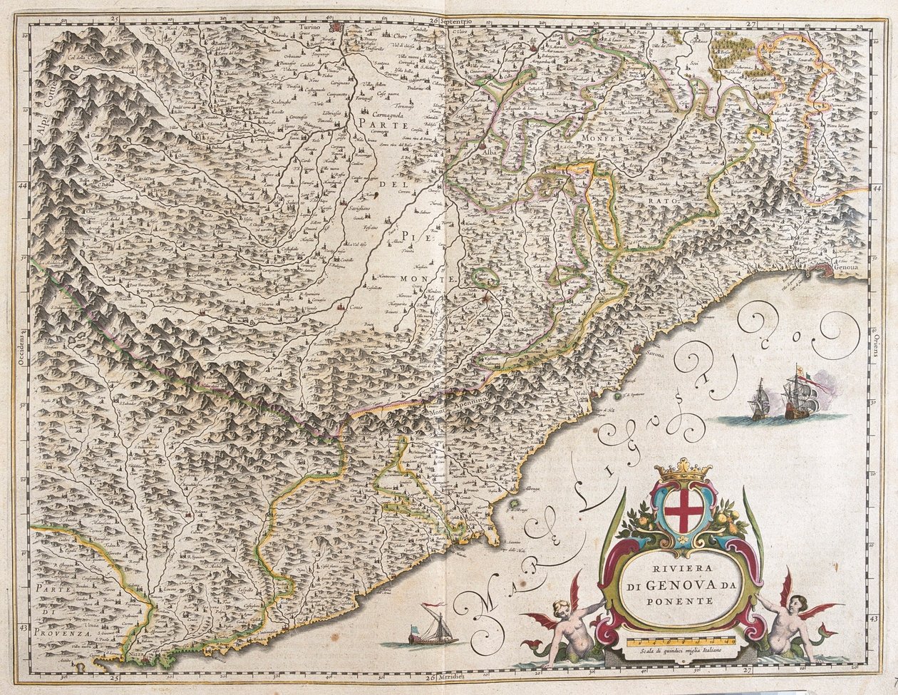 Riviera ligure di ponente, Italia, in "Theatrum Orbis Terrarum, sive Atlas Novus" di Willem Blaeu, Amsterdam da Willem Blaeu