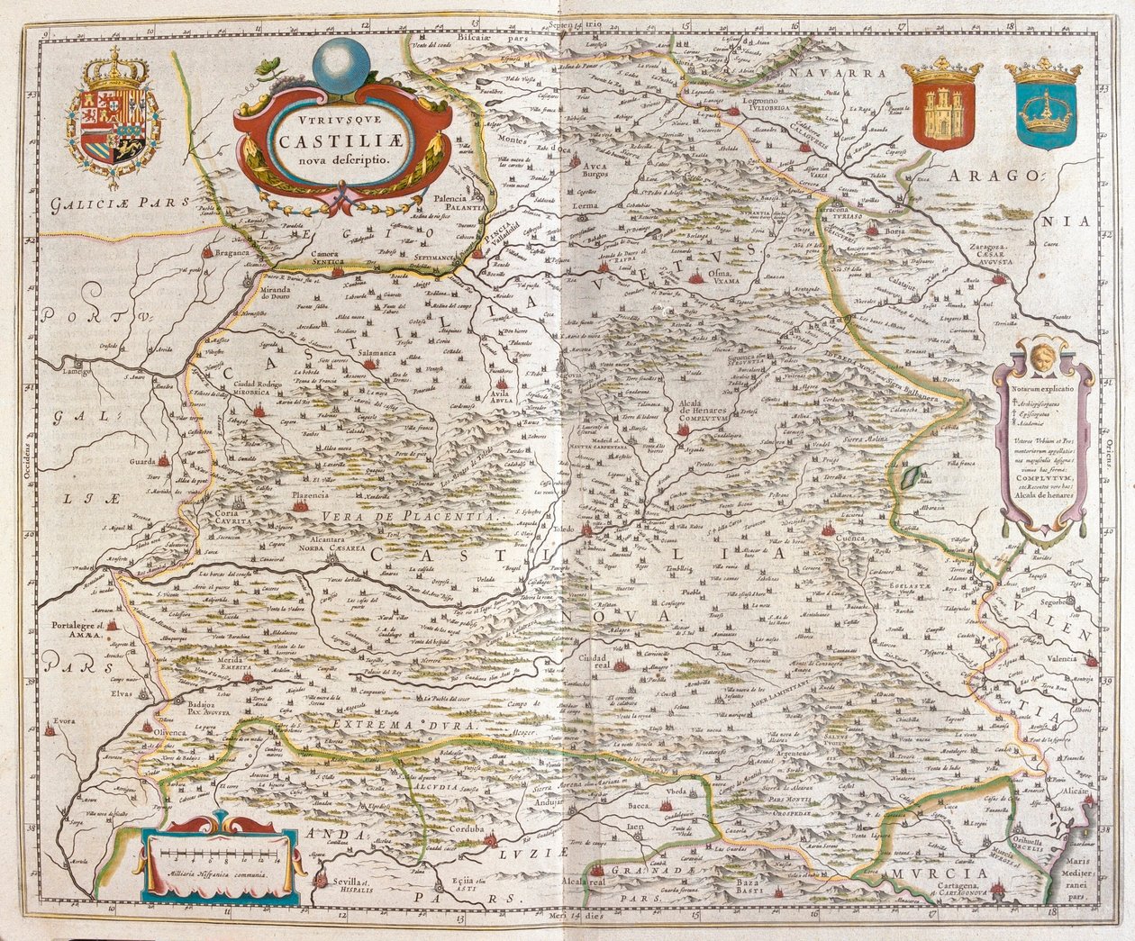 Saragozza, Valencia, Alicante, Cartagena, Madrid, Cordoba, Siviglia, Salamanca, Palencia, Segovia, Toledo, Cuenca, Granada, in "Theatrum Orbis Terrarum, sive Atlas Novus" di Willem Blaeu, Amsterdam da Willem Blaeu