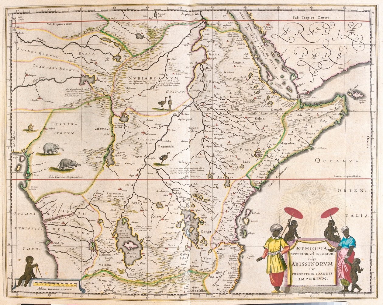 Africa centrale e orientale, compreso il Mozambico, in "Theatrum Orbis Terrarum, sive Atlas Novus", di Willem Blaeu, Amsterdam. da Willem Blaeu