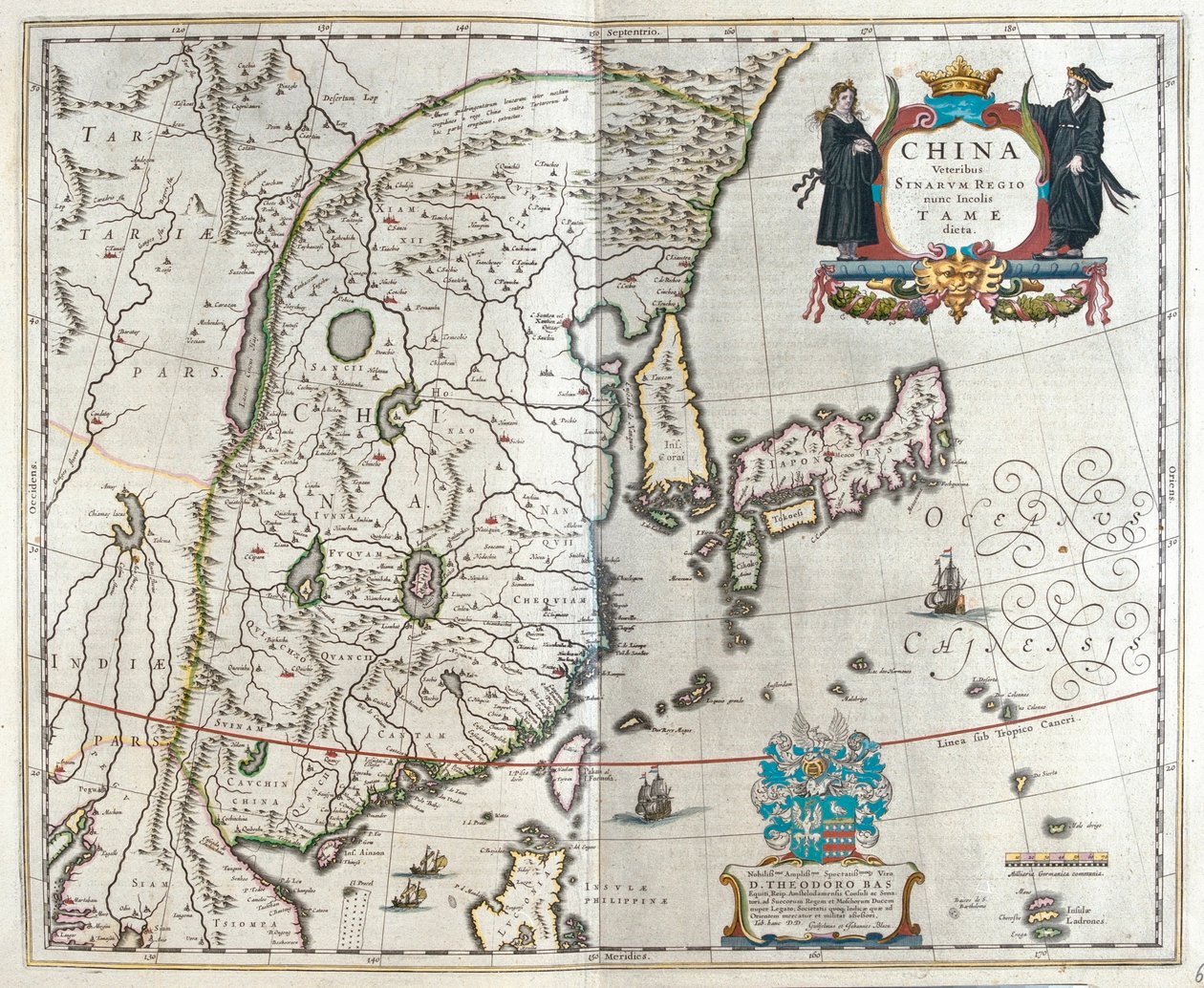 la prima delle mappe della Cina di Blaeu, in "Theatrum Orbis Terrarum, sive Atlas Novus" di Willem Blaeu, Amsterdam da Willem Blaeu