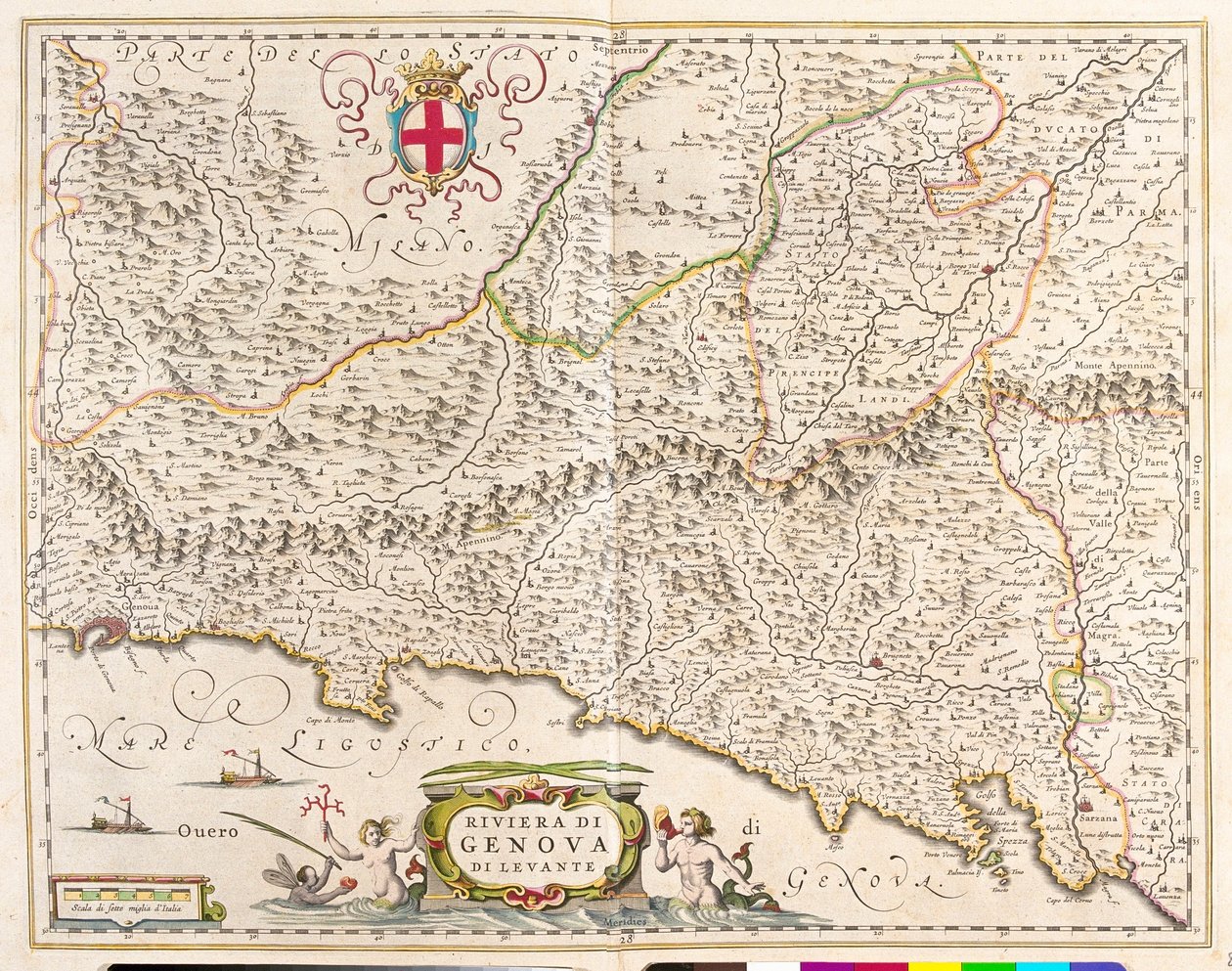 iRiviera orientale ligure, Italia, n "Theatrum Orbis Terrarum, sive Atlas Novus" di Willem Blaeu, Amsterdam da Willem Blaeu