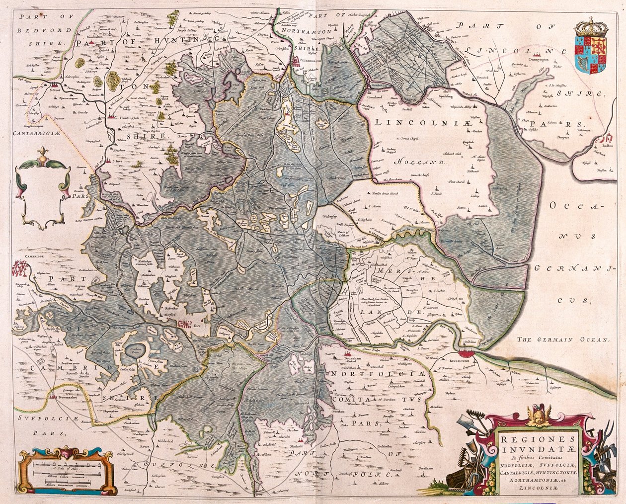 aree inondate" di Norfolk, Suffolk, Huntington, Northampton, Cambridge e Lincoln, in "Theatrum Orbis Terrarum, sive Atlas Novus" di Willem Blaeu, Amsterdam. da Willem Blaeu