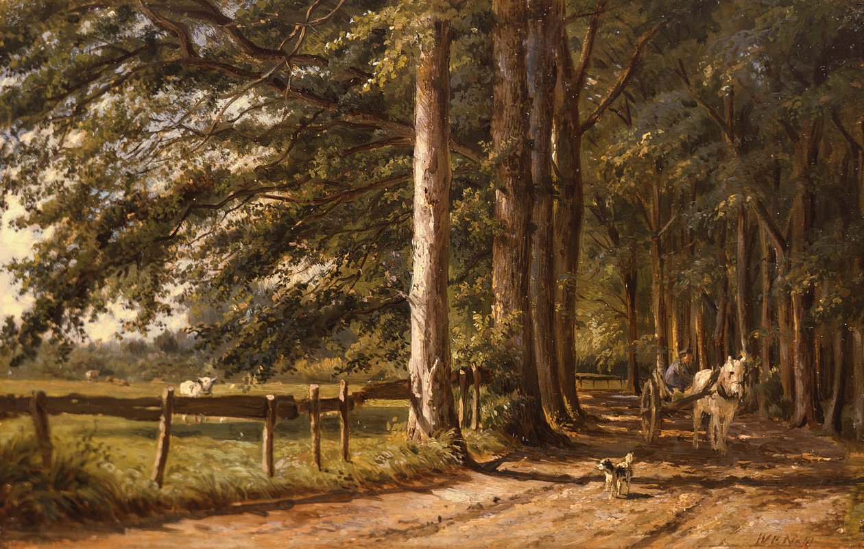 Carro di cavalli su una strada di campagna da Willem Carel Nakken