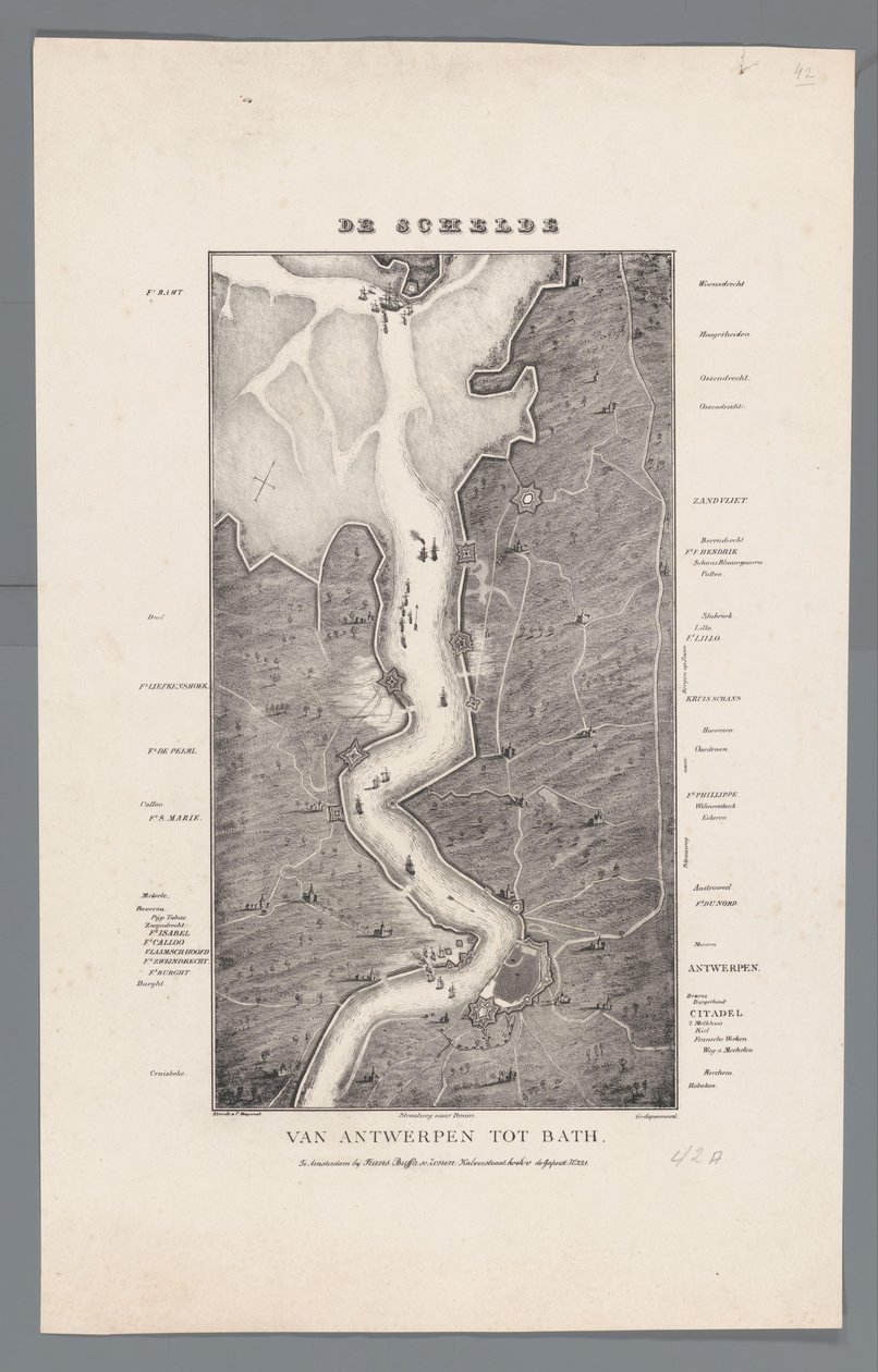 Corso della Schelda da Fort Bath ad Anversa, 1832 da Willem Charles Magnenat