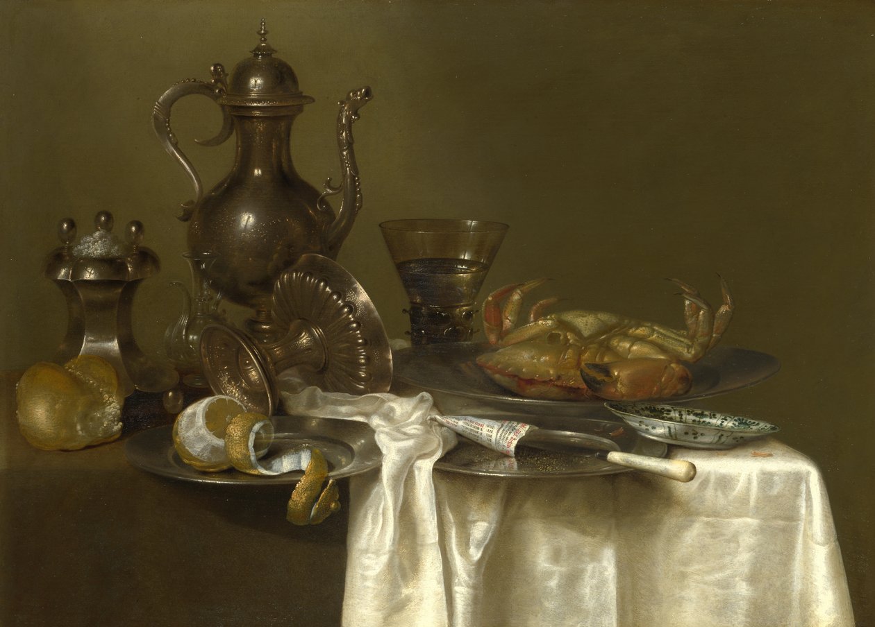 Natura morta: Vasi di peltro, argento e un granchio, ca 1636 da Willem Claesz. Heda