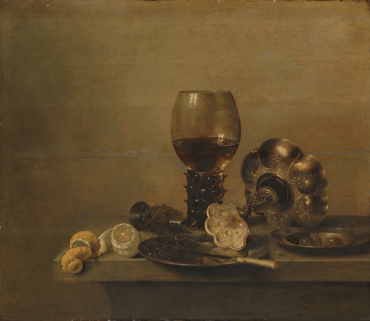 Natura morta con bicchiere rotto da Willem Claesz. Heda