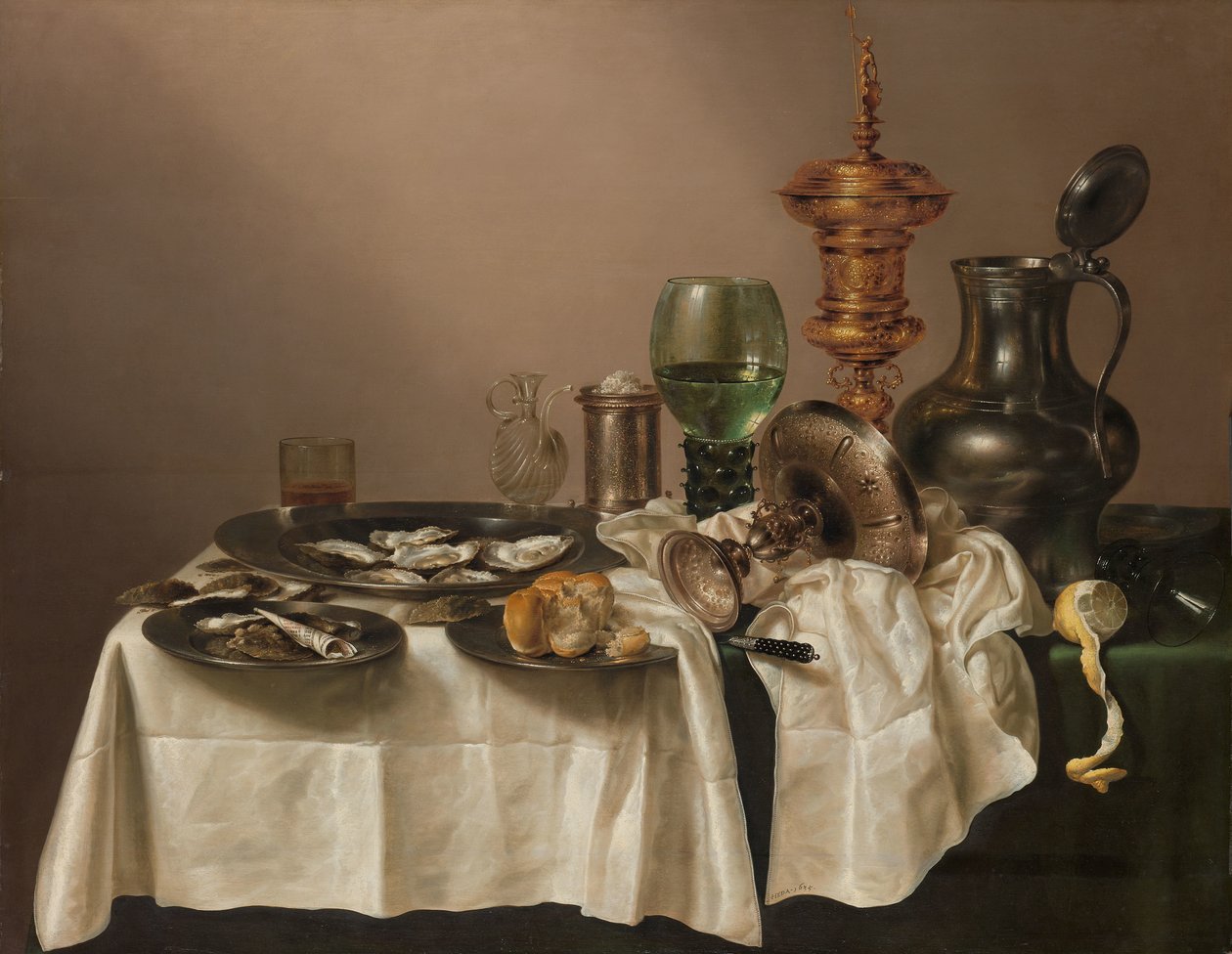 Natura morta con coppa dorata da Willem Claesz. Heda