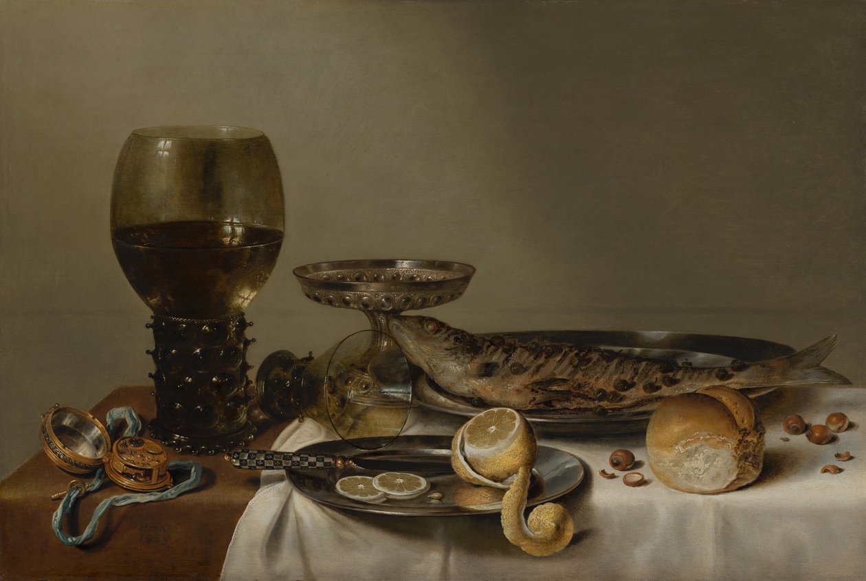 Natura morta con orologio e Roemer da Willem Claesz. Heda