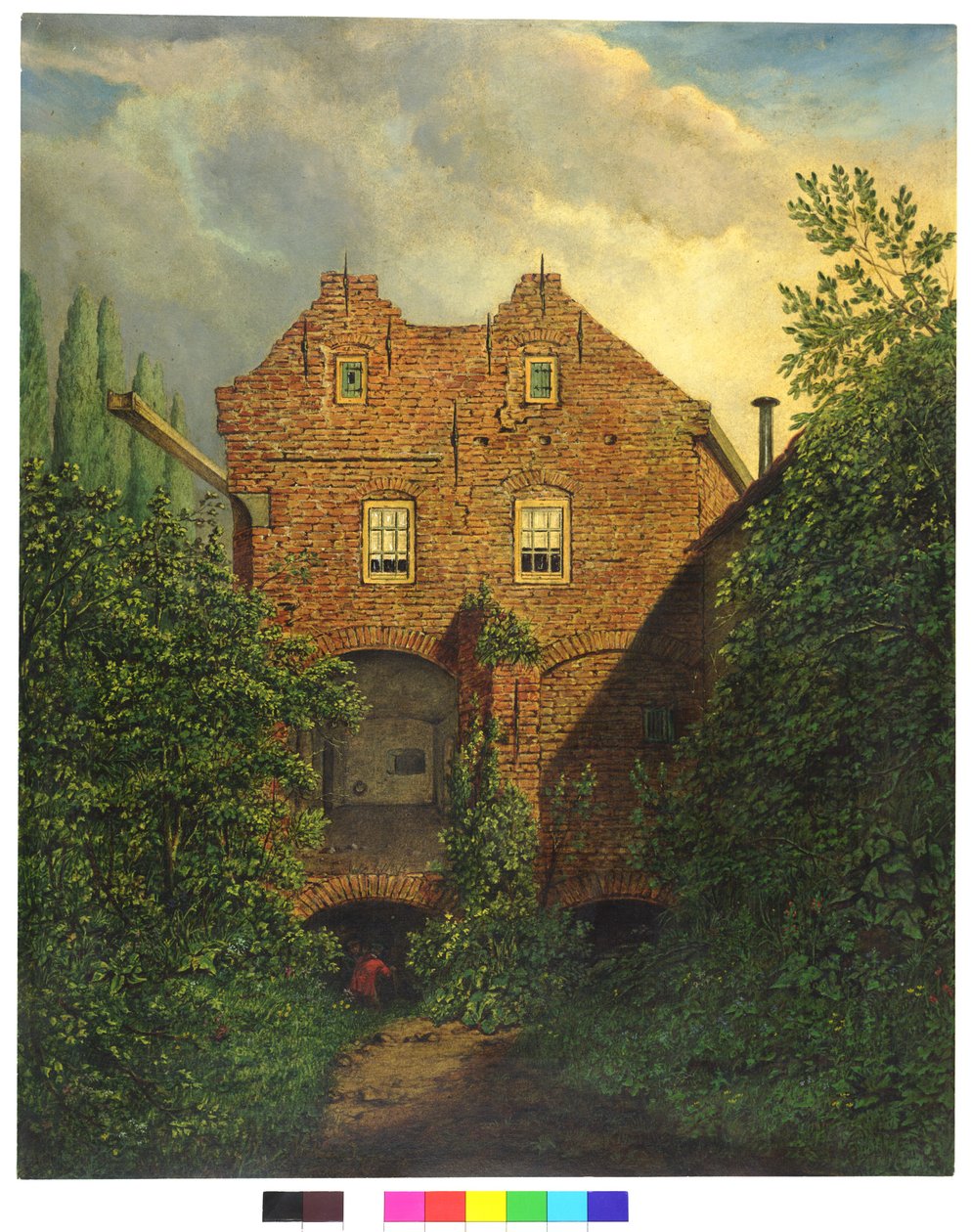 HUA-28425-Vista del bastione Sterrenburg a Utrecht della facciata ovest della casa sopra le postazioni per i cannoni meridionali da Willem Cornelis van Dijk