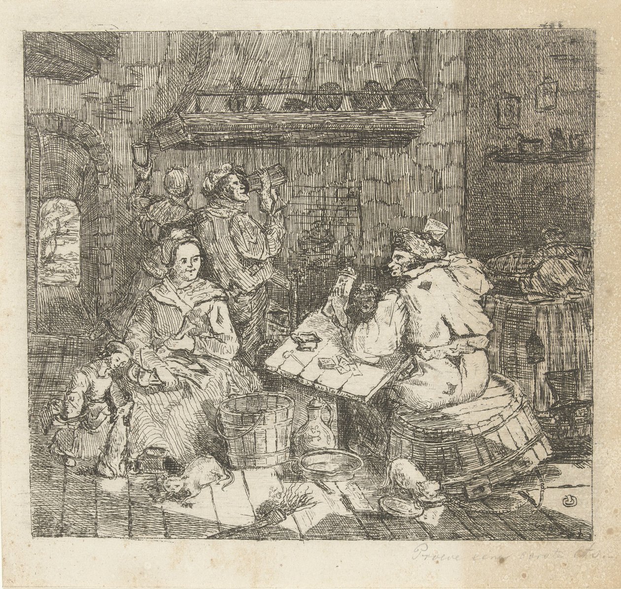 Uomini che giocano a carte e bevono in cucina da Willem Cornelis van Dijk