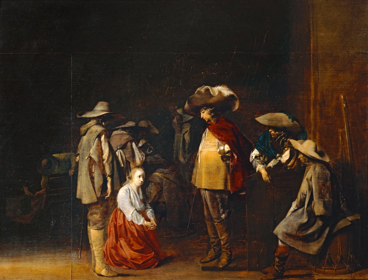Corps de garde avec femme suppliant des soldats, dit aussi Les Maraudeurs - Guardie con donna che implora i soldati, chiamati anche I predoni ... da Willem Cornelisz Duyster