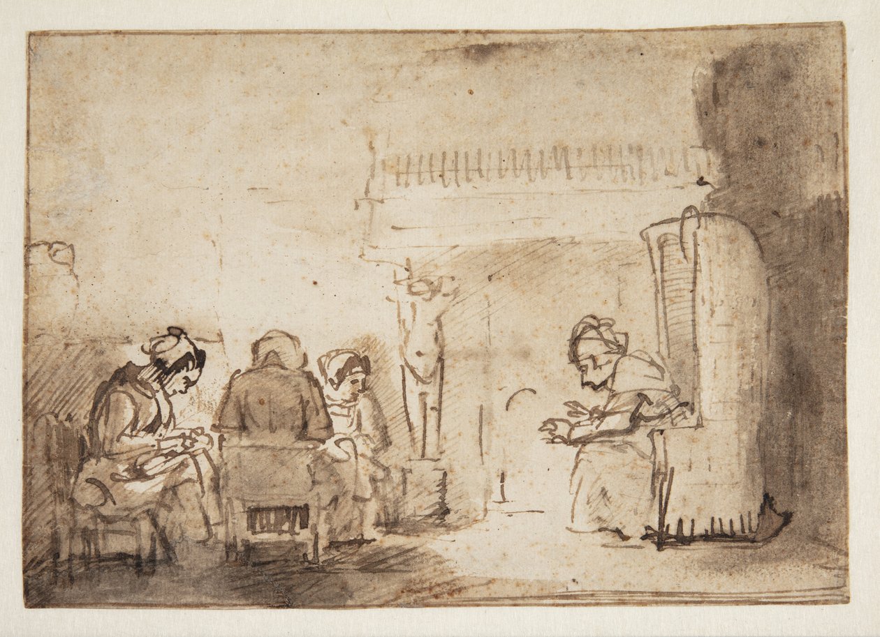 Le donne al caminetto nella casa di Rembrandt da Willem Drost