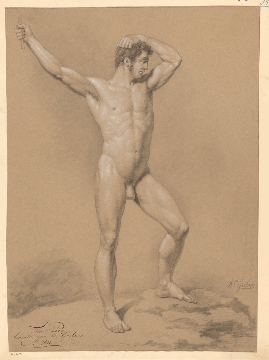 Nudo maschile in piedi, visto di fronte (2° premio 1811) da Willem Grebner