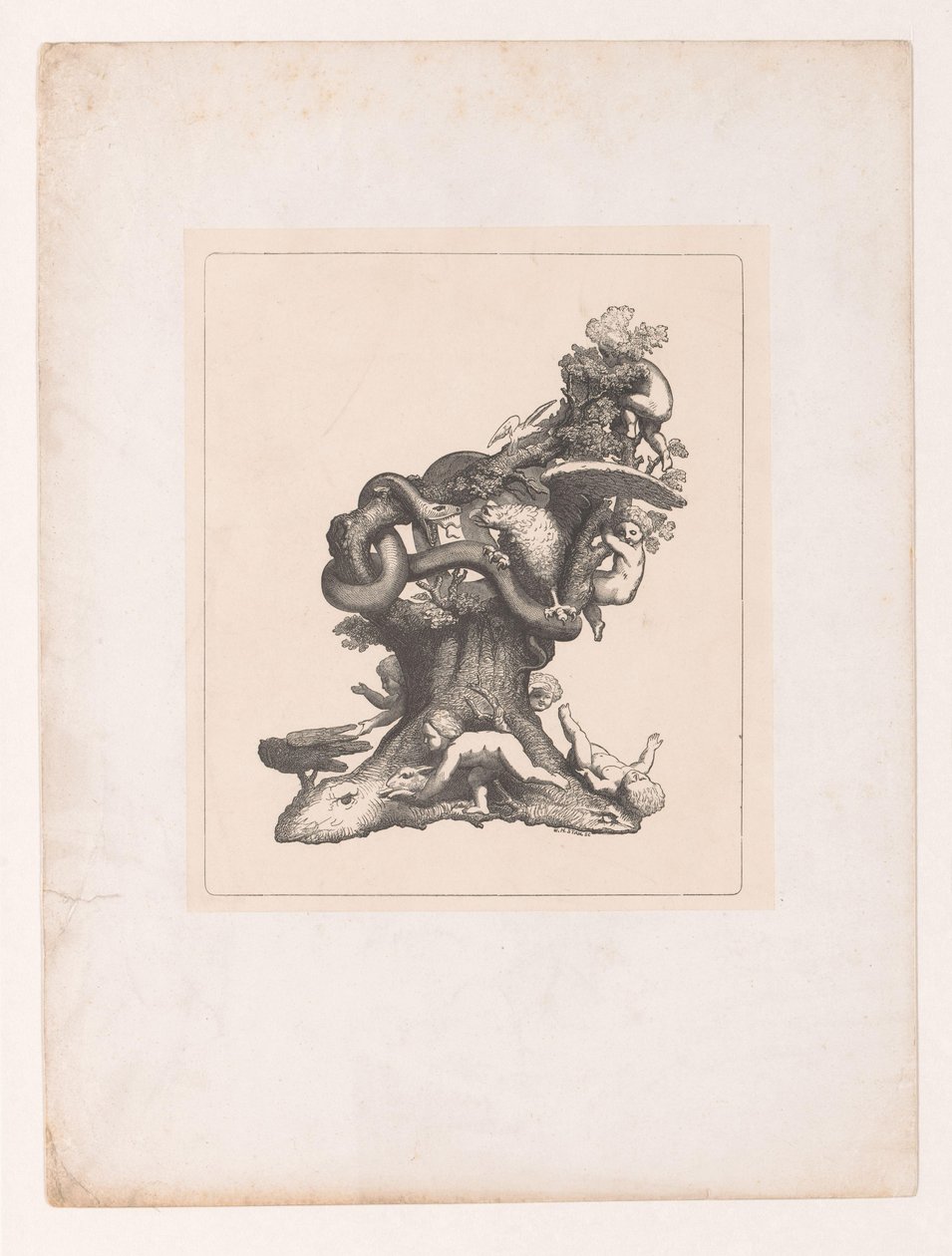 Albero con bambini e animali da Willem Hendrik Stam