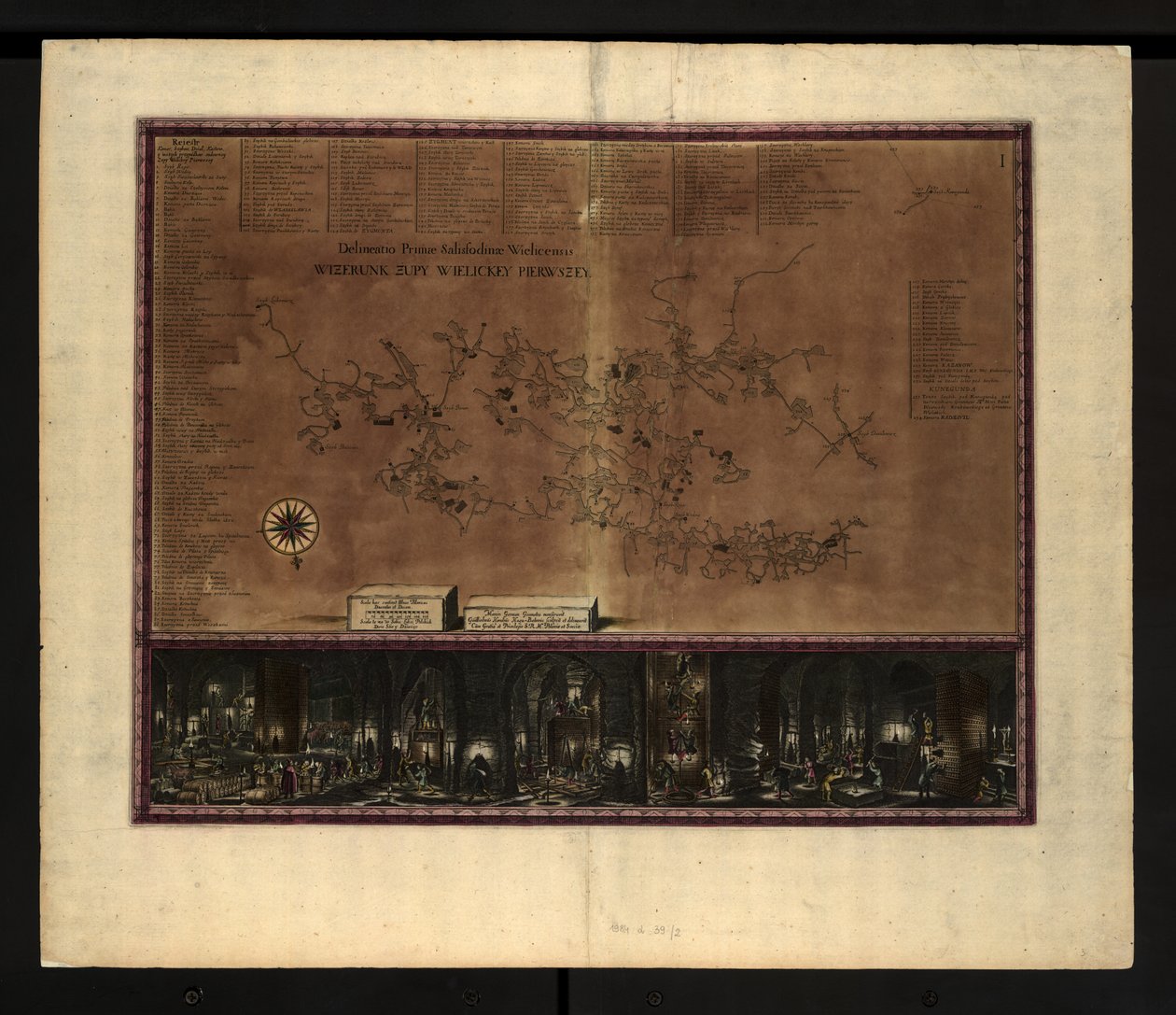 Mappa delle Miniere di Sale di Wieliczka da Willem Hondius
