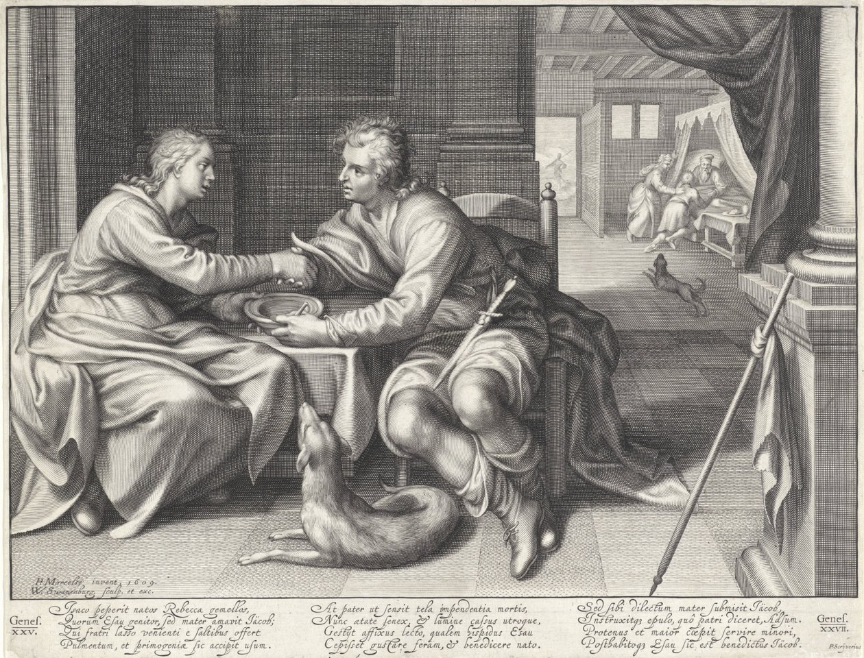 Esaù vende la sua primogenitura a Giacobbe da Willem Isaacsz. van Swanenburg