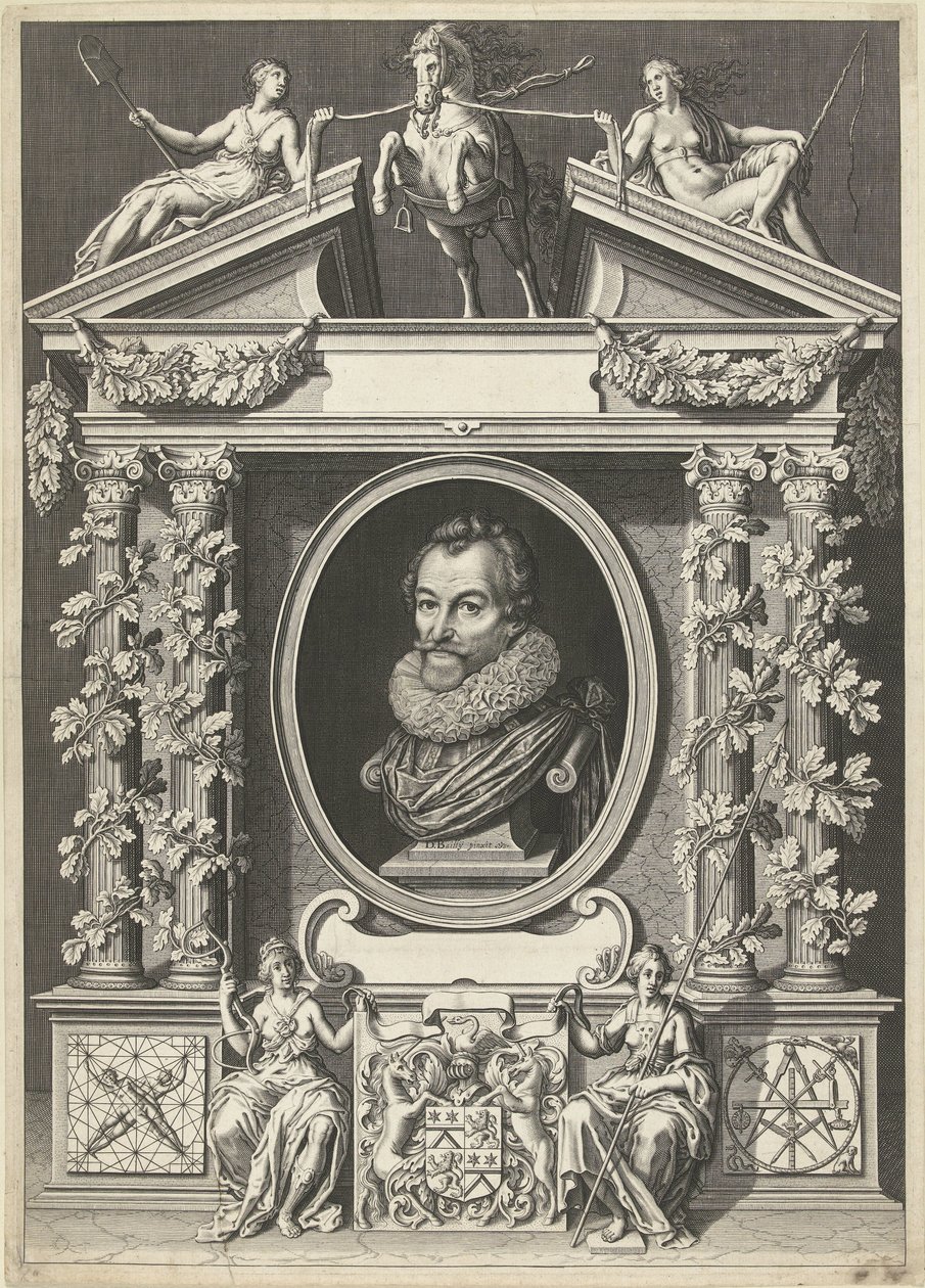 Ritratto di Gerard Thibault in cornice architettonica da Willem Jacobsz Delff