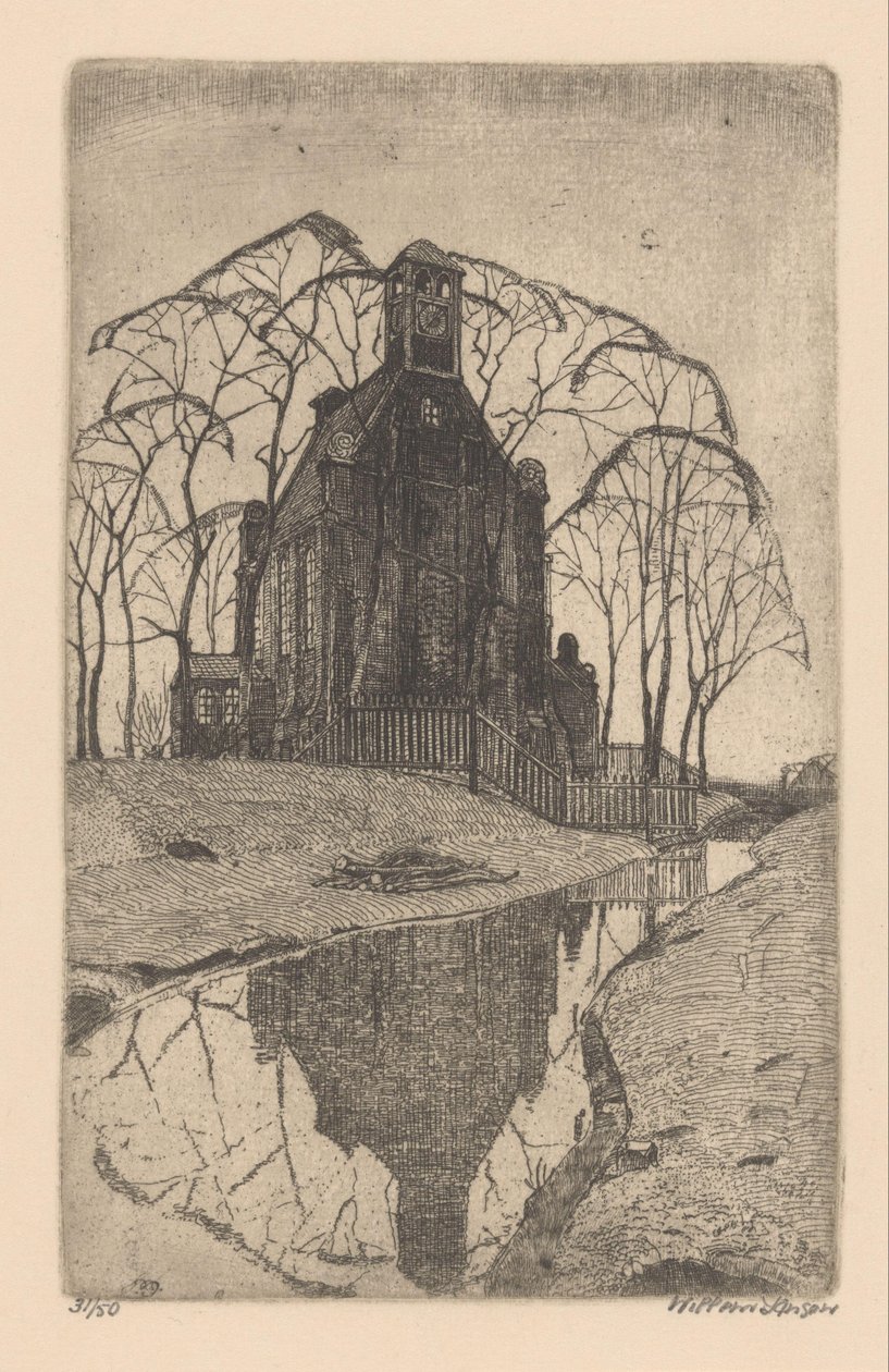 Chiesa del villaggio da Willem Jansen (graveur) (signed by artist)
