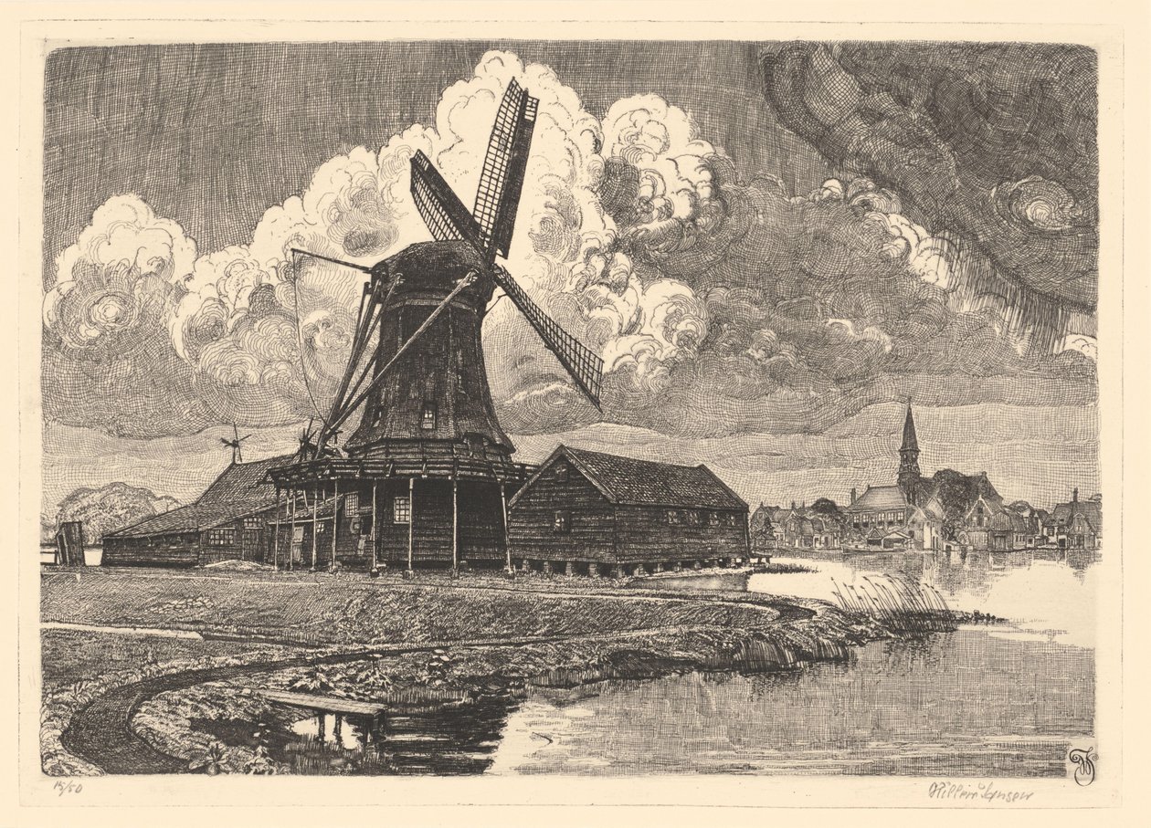Mulino de Bonte Hen da Willem Jansen (graveur) (signed by artist)
