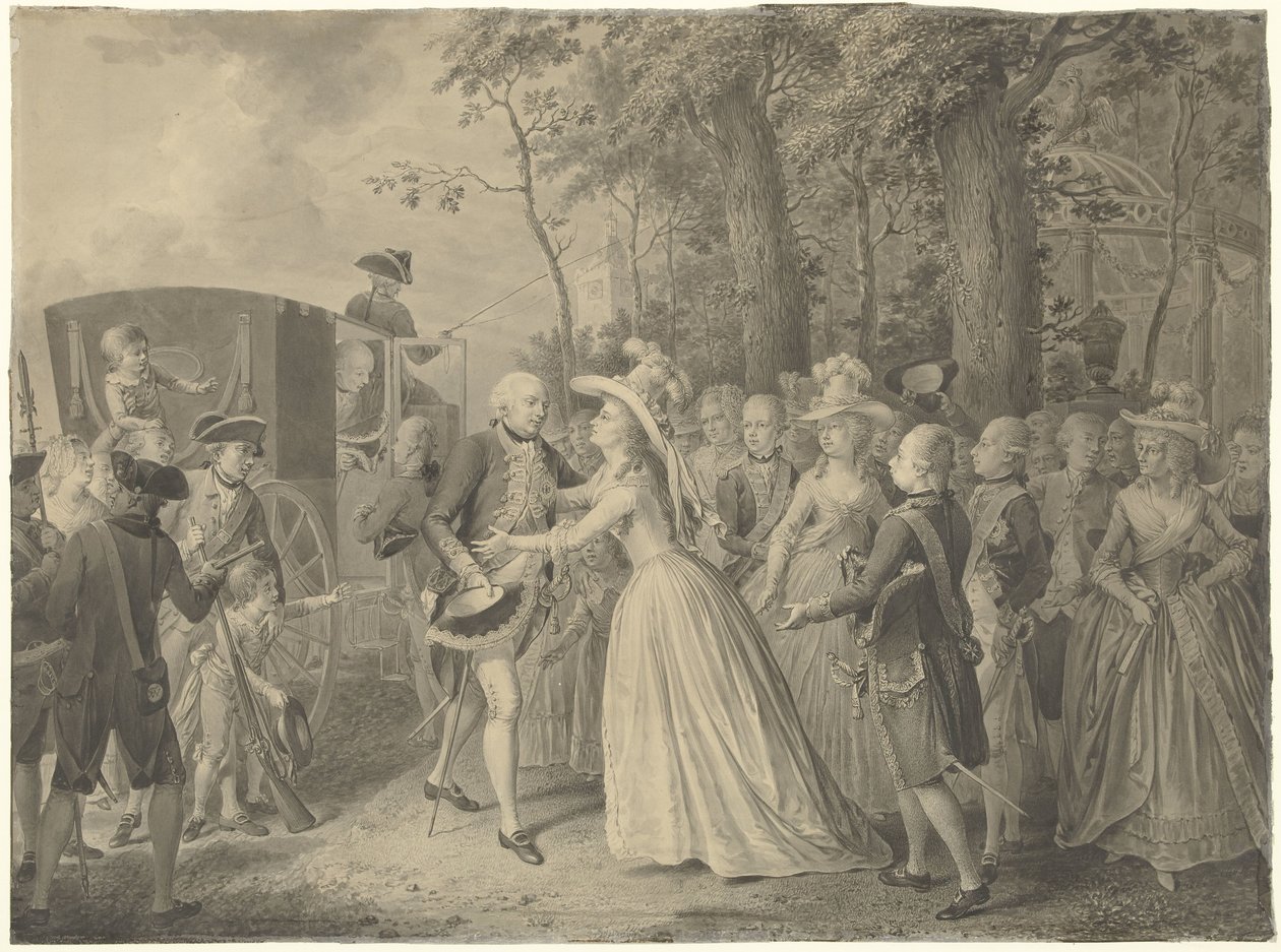 Incontro della principessa Guglielmina con suo fratello re Federico III di Prussia a Kleve, 1788 da Willem Joseph Laquy