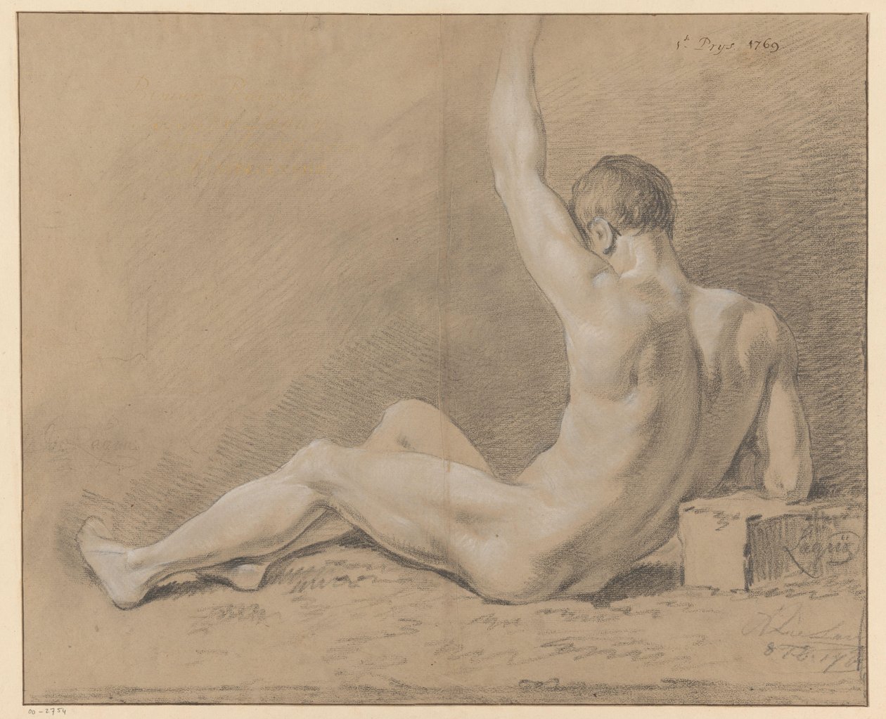Nudo maschile seduto, visto di schiena (1° premio 1769) da Willem Joseph Laquy
