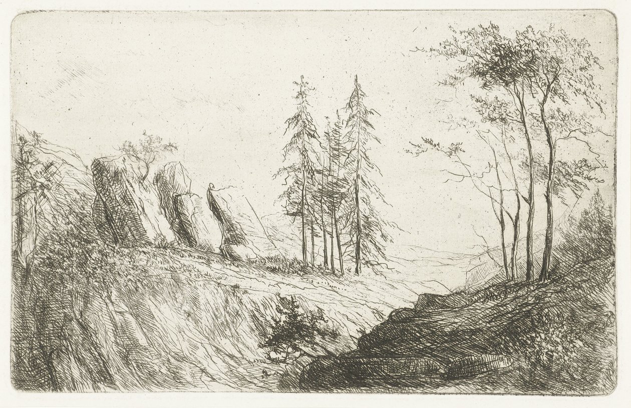 Paesaggio montano con alberi da Willem Matthias Jan van Dielen