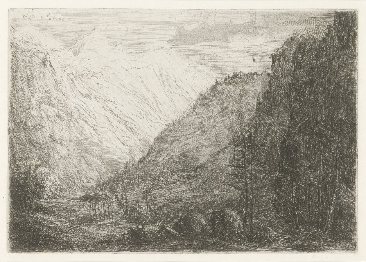 Vista su una valle montana da Willem Matthias Jan van Dielen