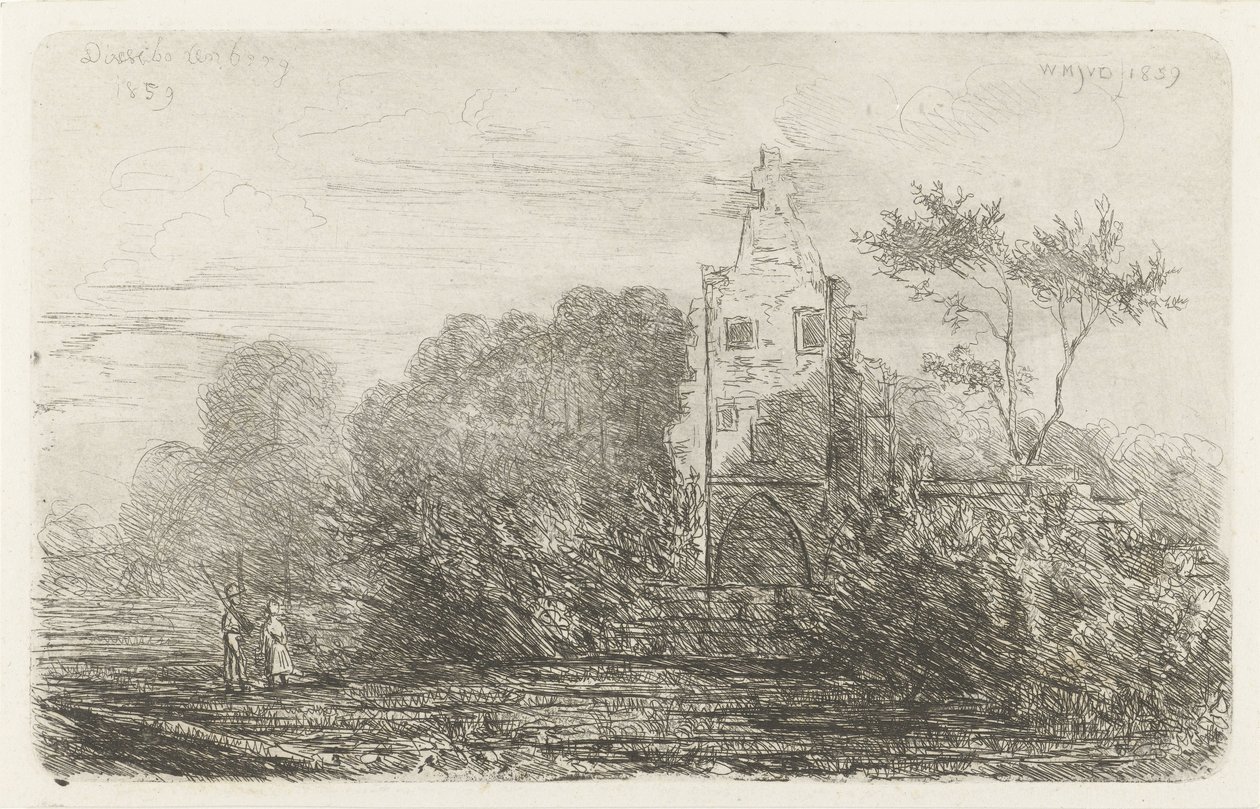 Paesaggio con rovina e due figure da Willem Matthias Jan van Dielen