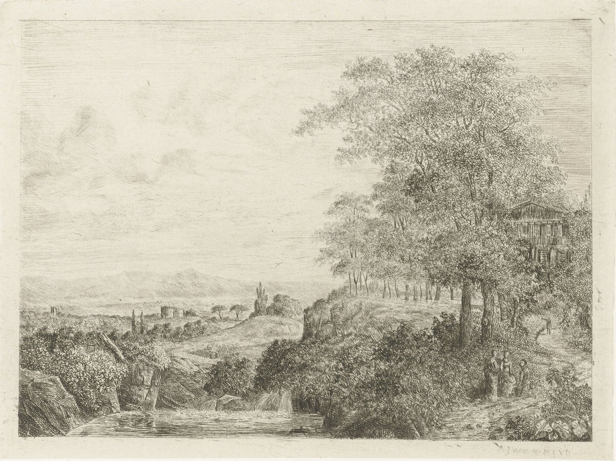 Paesaggio meridionale con tempio e figure da Willem Matthias Jan van Dielen