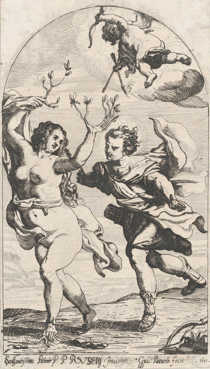 Dafne che fugge da Apollo, con Cupido sopra da Willem Panneels