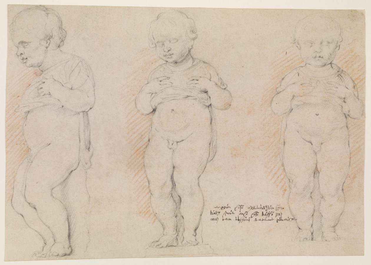 Ragazzino. Tre studi dopo una scultura antica; vista laterale sinistra, vista frontale mezza girata a sinistra, e vista frontale da Willem Panneels