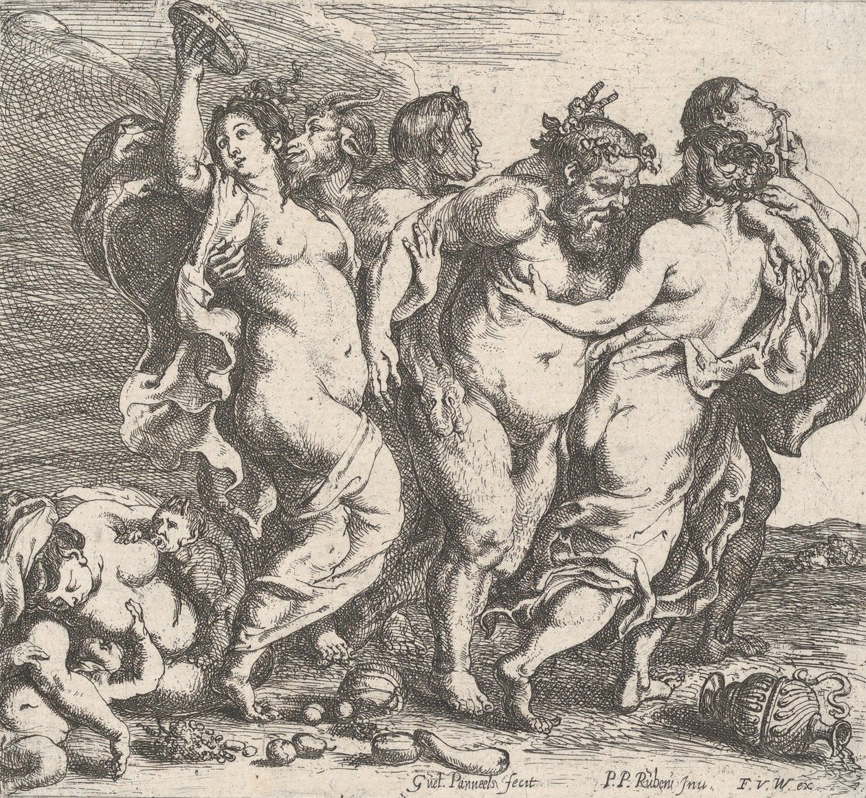 Il Sileno ubriaco, accompagnato da ninfe e satiri, 1632 da Willem Panneels