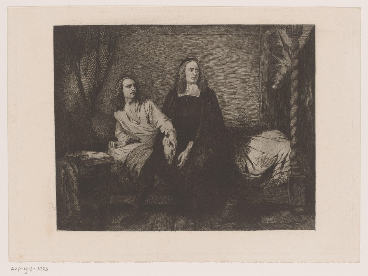 Fratelli de Witt seduti su un letto nella prigione da Willem Philip van der Veken (attributed to)