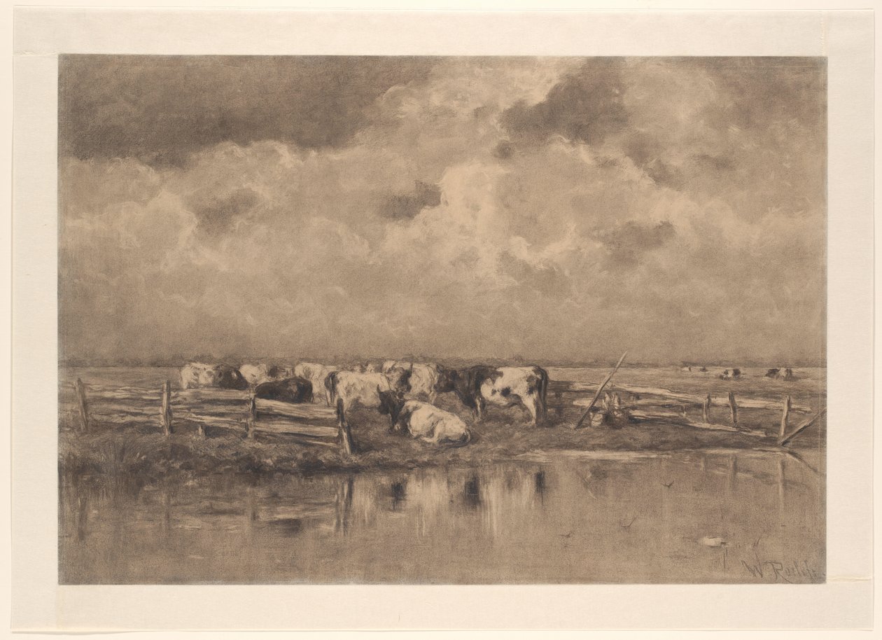 Melkbocht aan de Schie da Willem Roelofs (I) (signed by artist)