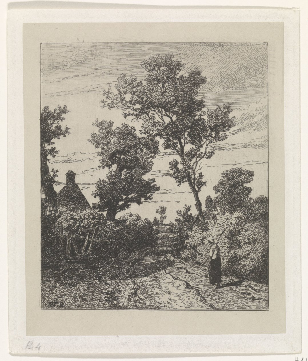 Contadina su una strada di campagna da Willem Roelofs (I)